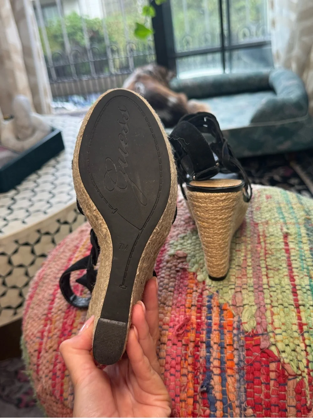 ➰ Guess Black Braided Espadrille Wedge Sandals ➰